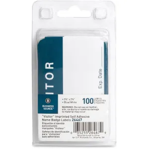 Business Source Blue Border Self-stick Visitor Labels