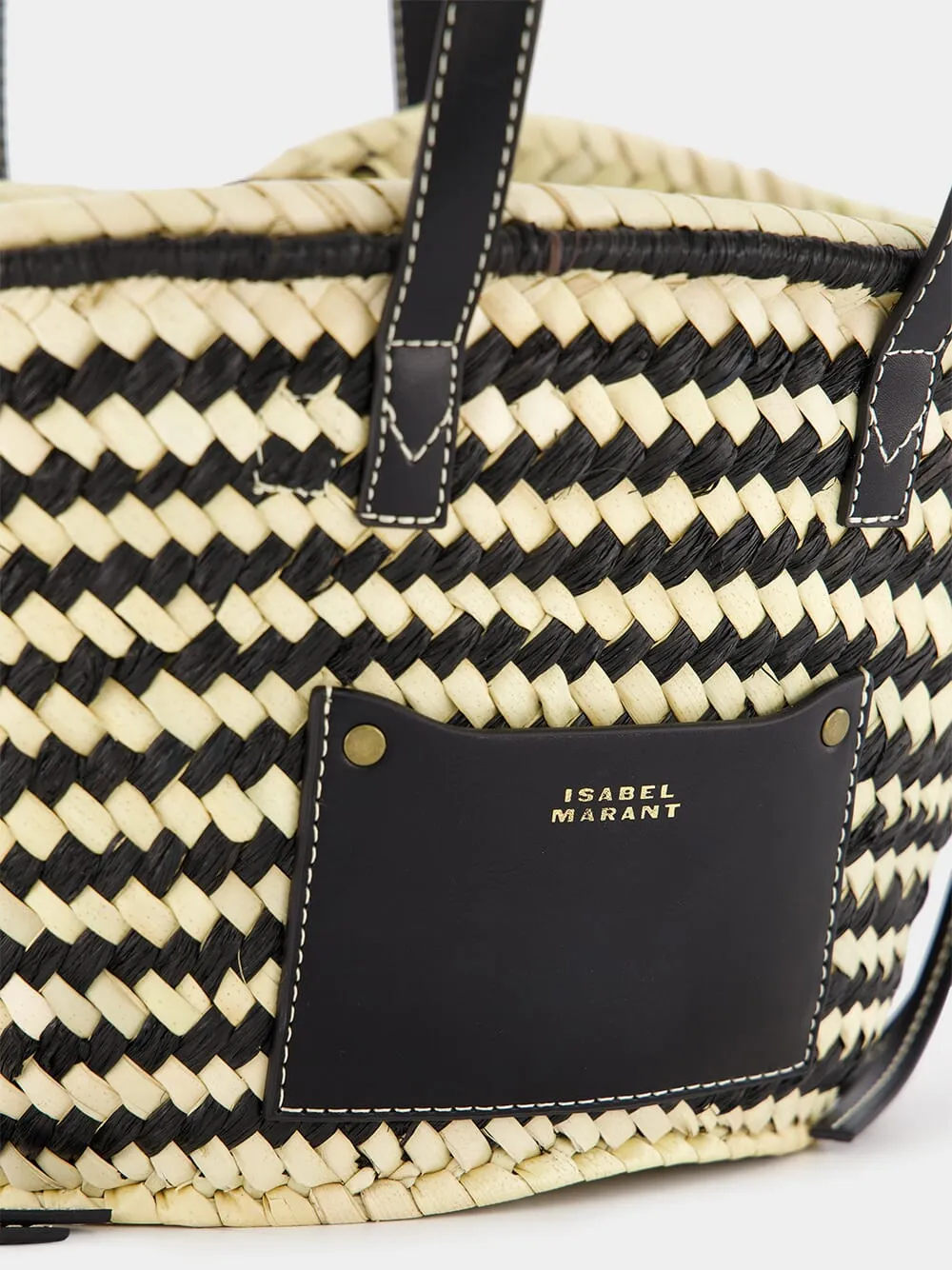 Cadix Mini Raffia Leather Basket
