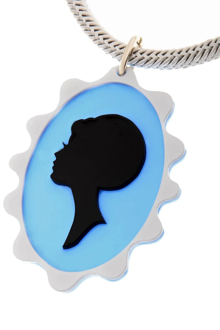 CAMAFEO Light Blue Silk Cord Pendant