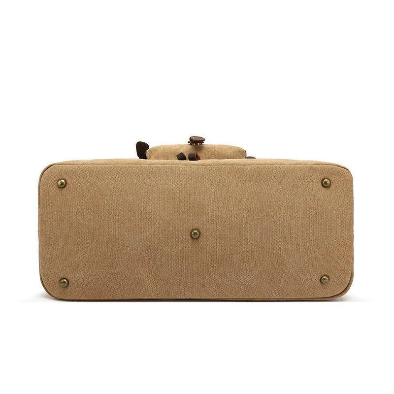 Canvas Weekender Bag with Bottom Shoe Compartment