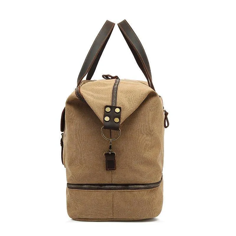 Canvas Weekender Bag with Bottom Shoe Compartment