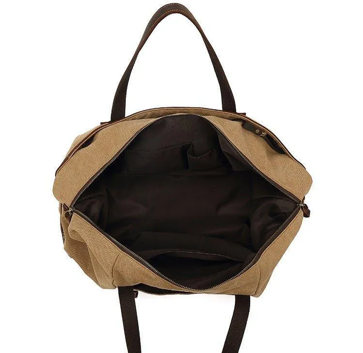 Canvas Weekender Bag with Bottom Shoe Compartment