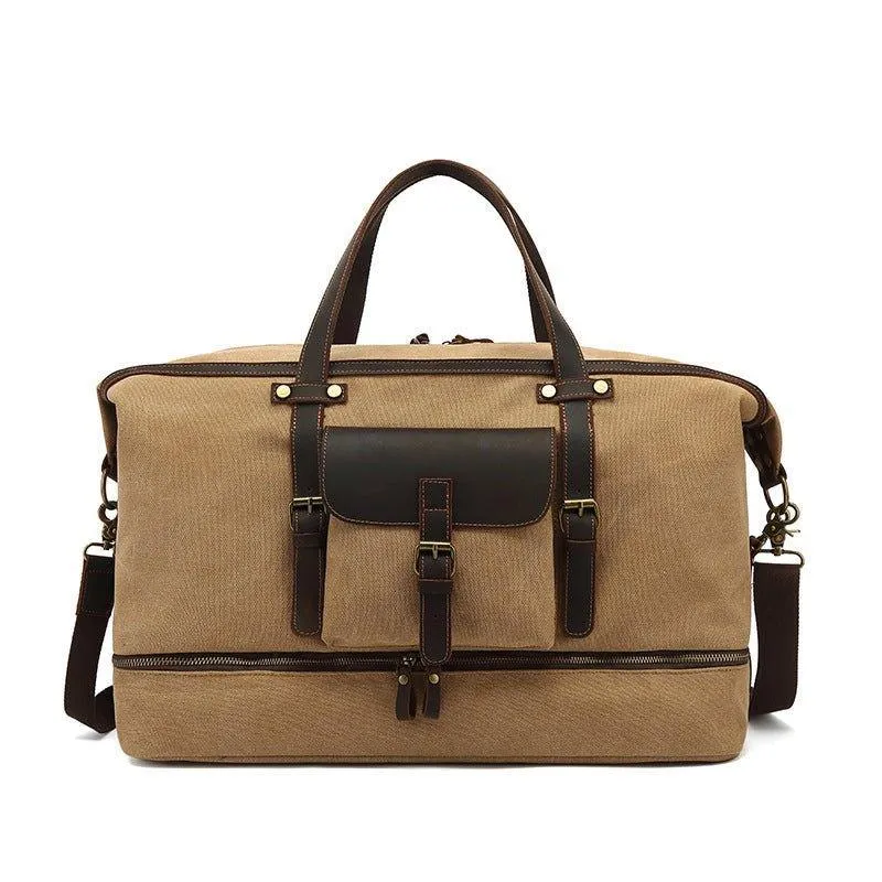Canvas Weekender Bag with Bottom Shoe Compartment