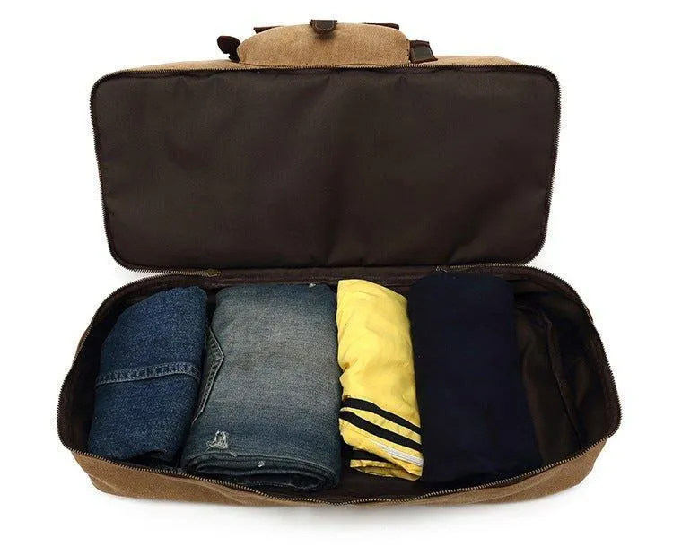 Canvas Weekender Bag with Bottom Shoe Compartment