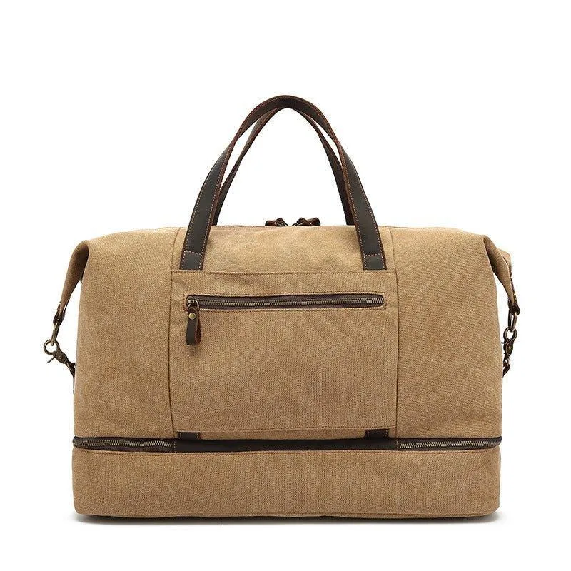 Canvas Weekender Bag with Bottom Shoe Compartment