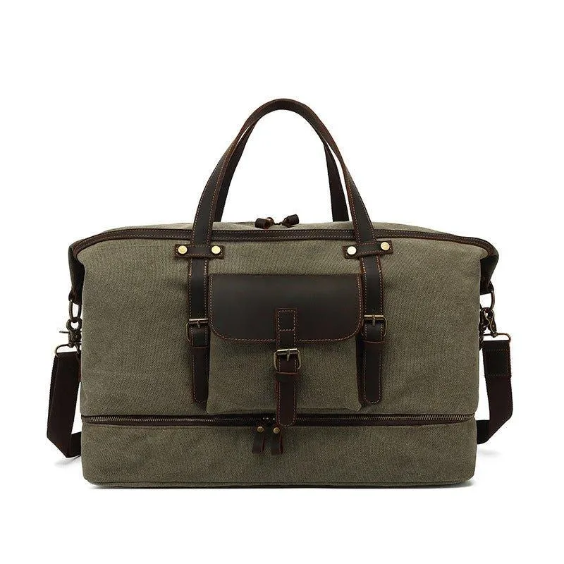 Canvas Weekender Bag with Bottom Shoe Compartment