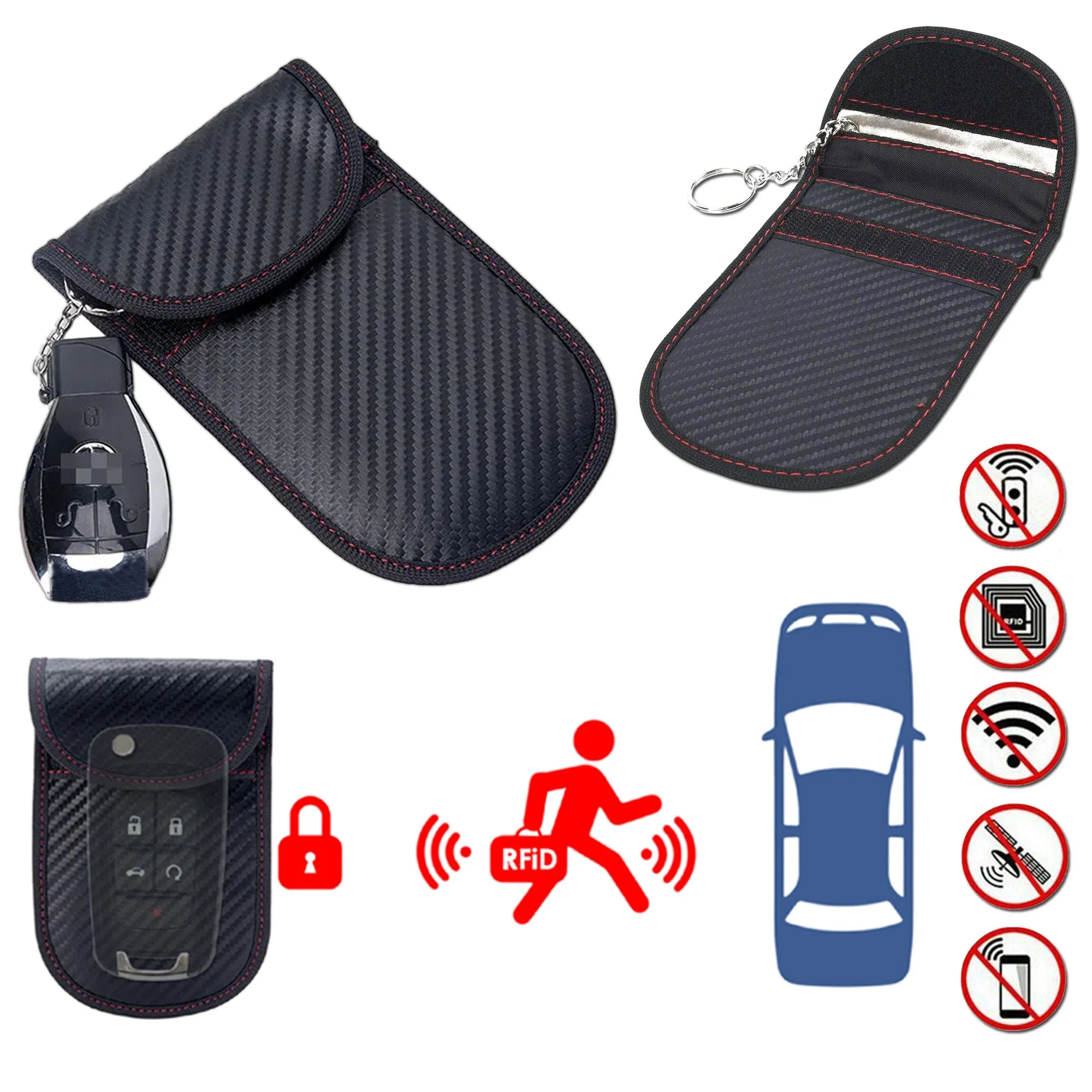 Car Key RFID Signal Blocking Blocker Faraday Cage Pouch Anti-Theft Keyless Bag