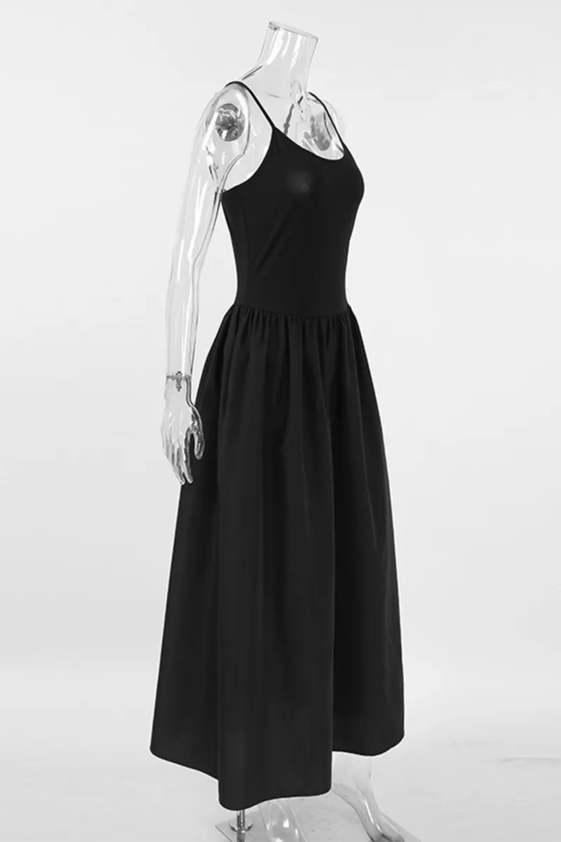 Casual Street Pocket Patchwork U Neck Sling Dresses