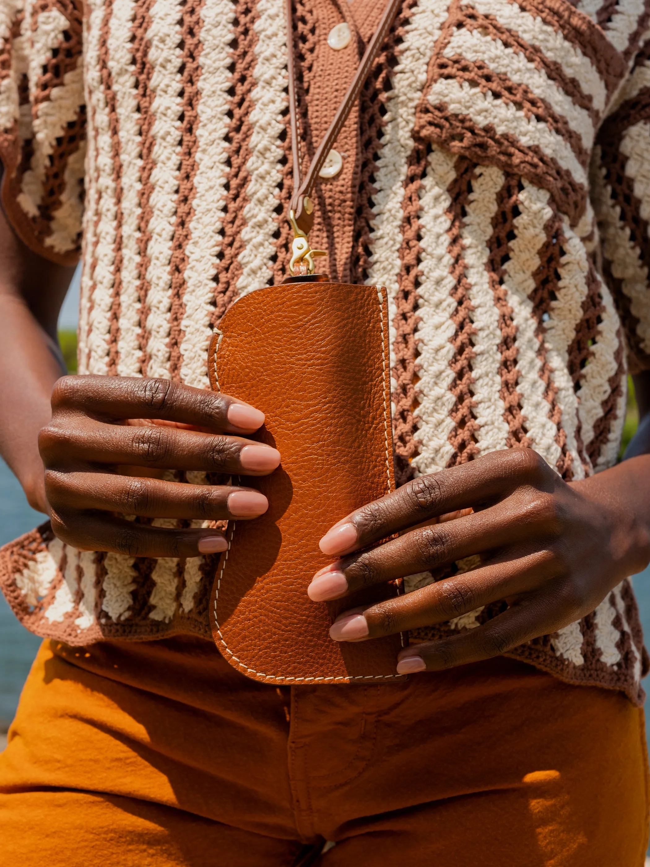 Ceci Sunglass Case in Leather Brown
