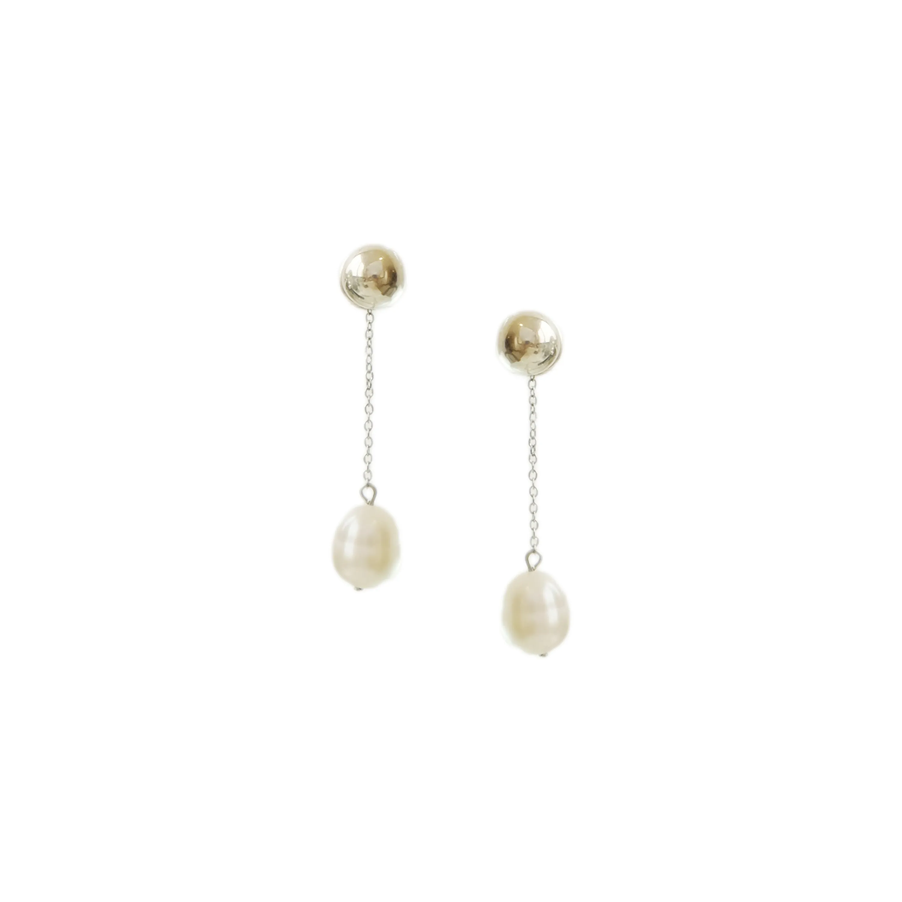 Chain Pearl Danglers in Silver