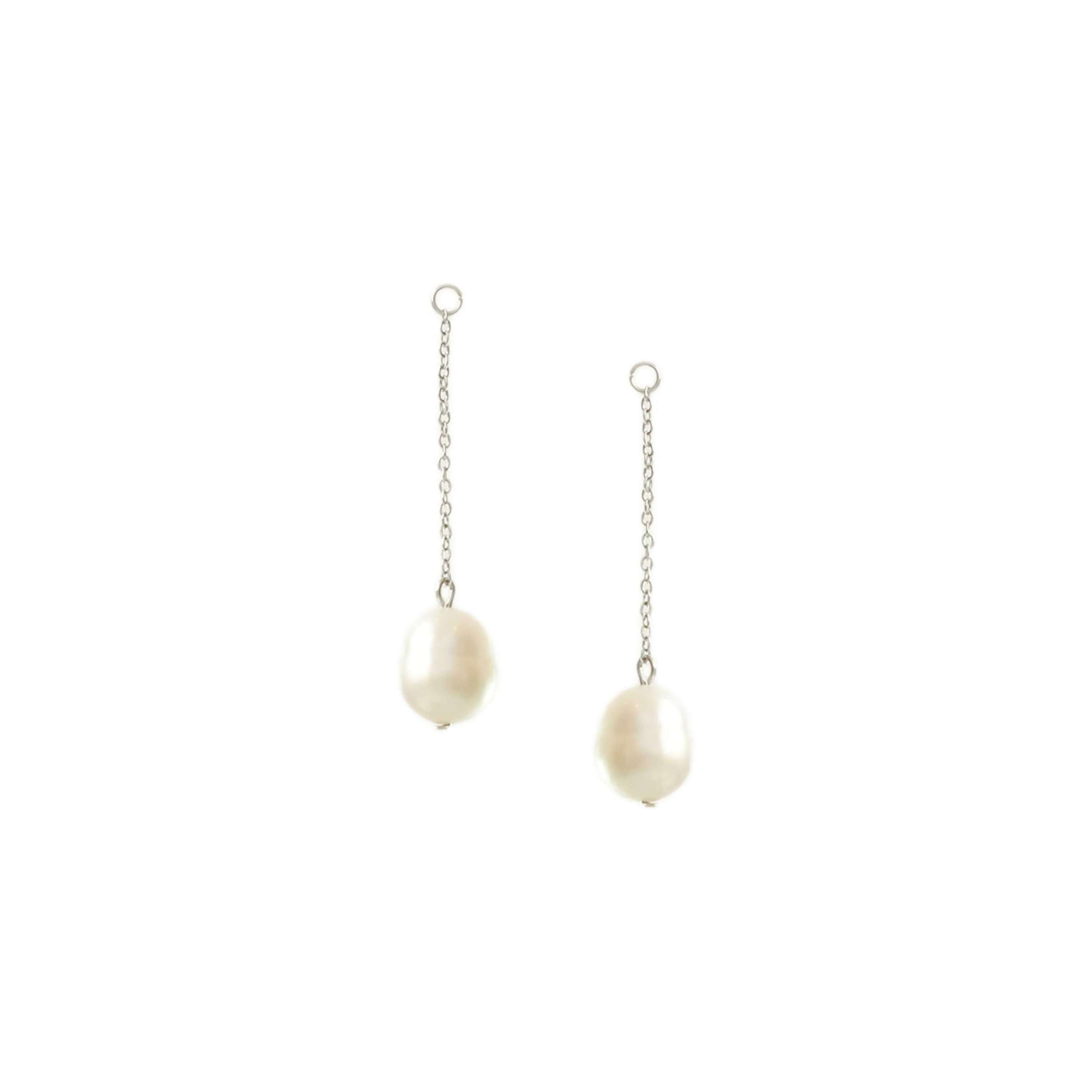 Chain Pearl Danglers in Silver