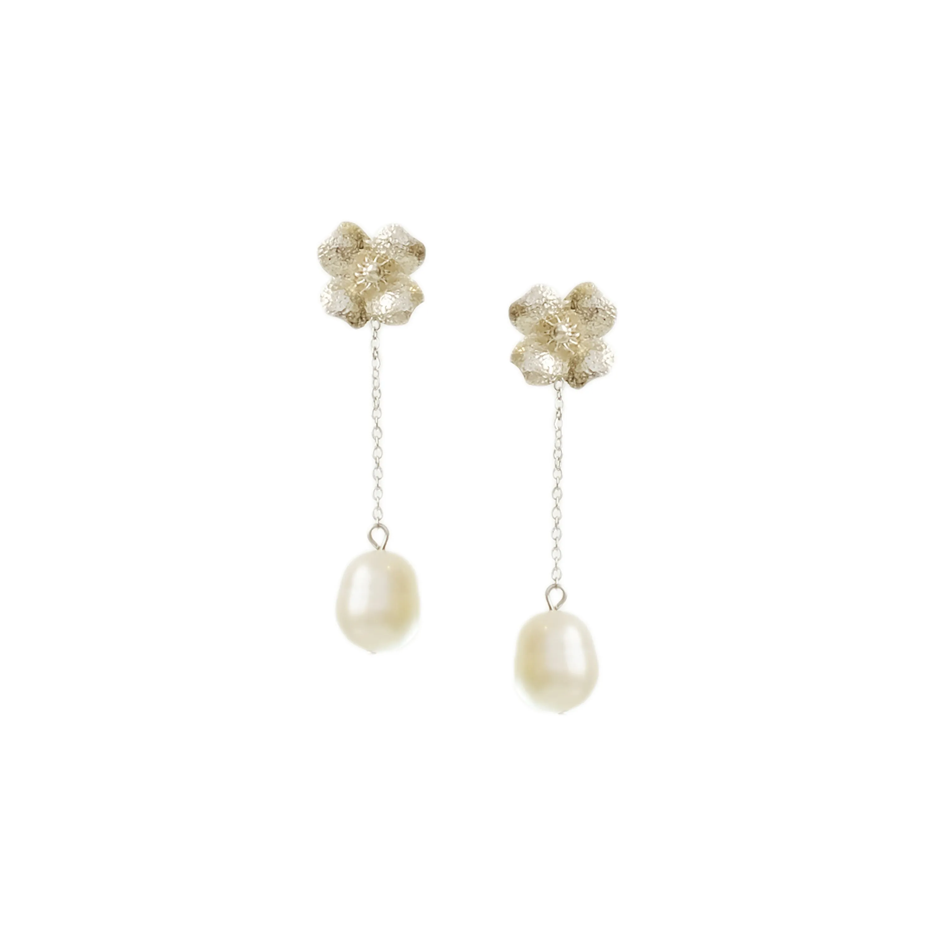 Chain Pearl Danglers in Silver