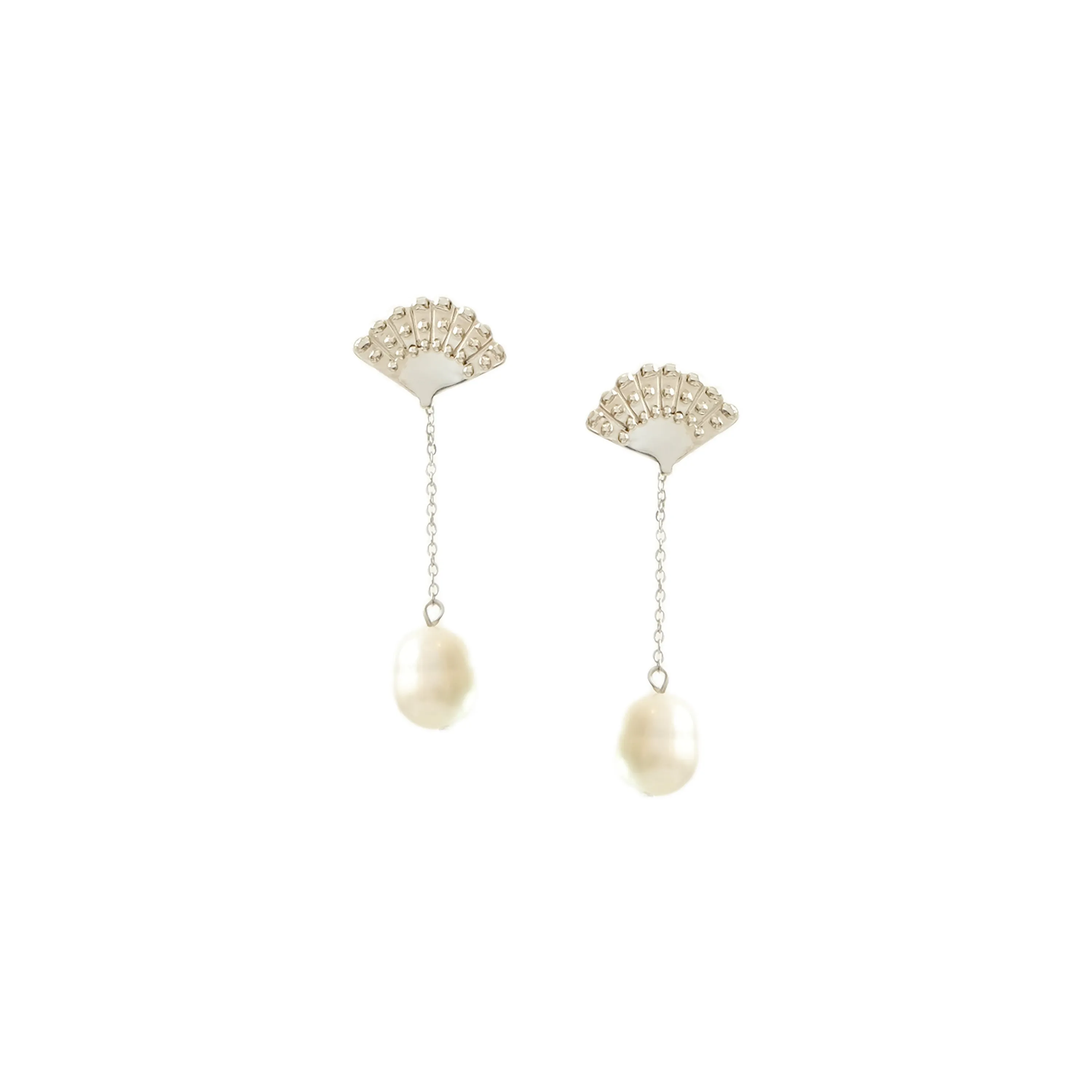 Chain Pearl Danglers in Silver