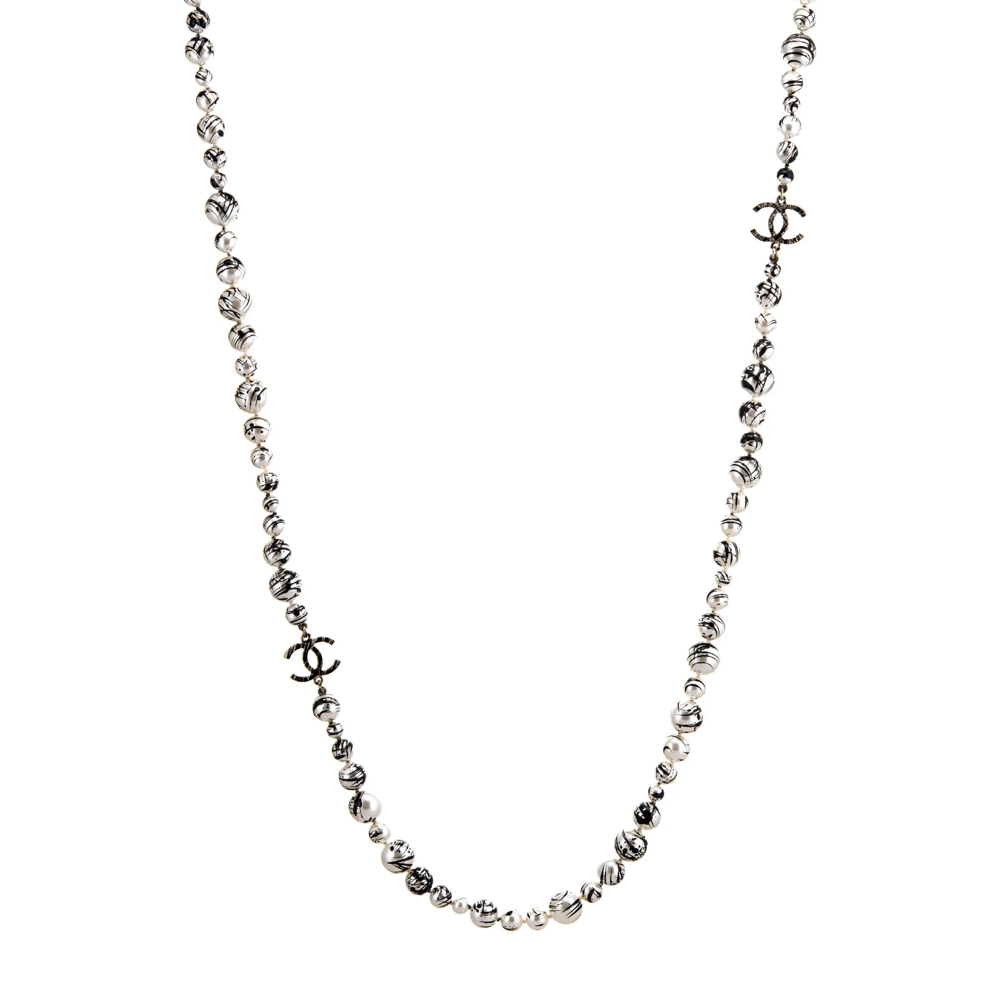 Chanel 2013 Graffiti Necklace CC Logo 42" Strand Pollack Splatter