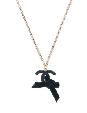 Chanel CC Logo Necklace Black Velvet Bow Circa 2007 Cruise Collection