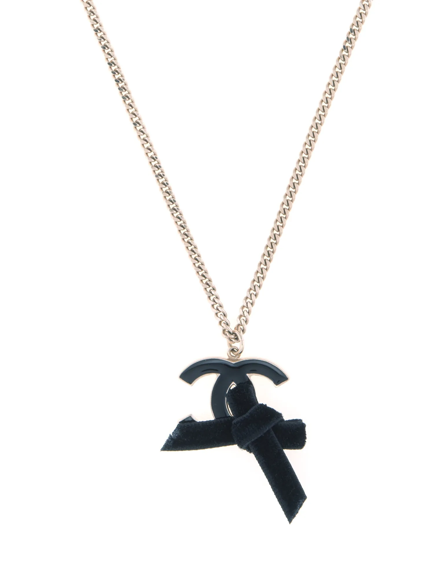 Chanel CC Logo Necklace Black Velvet Bow Circa 2007 Cruise Collection