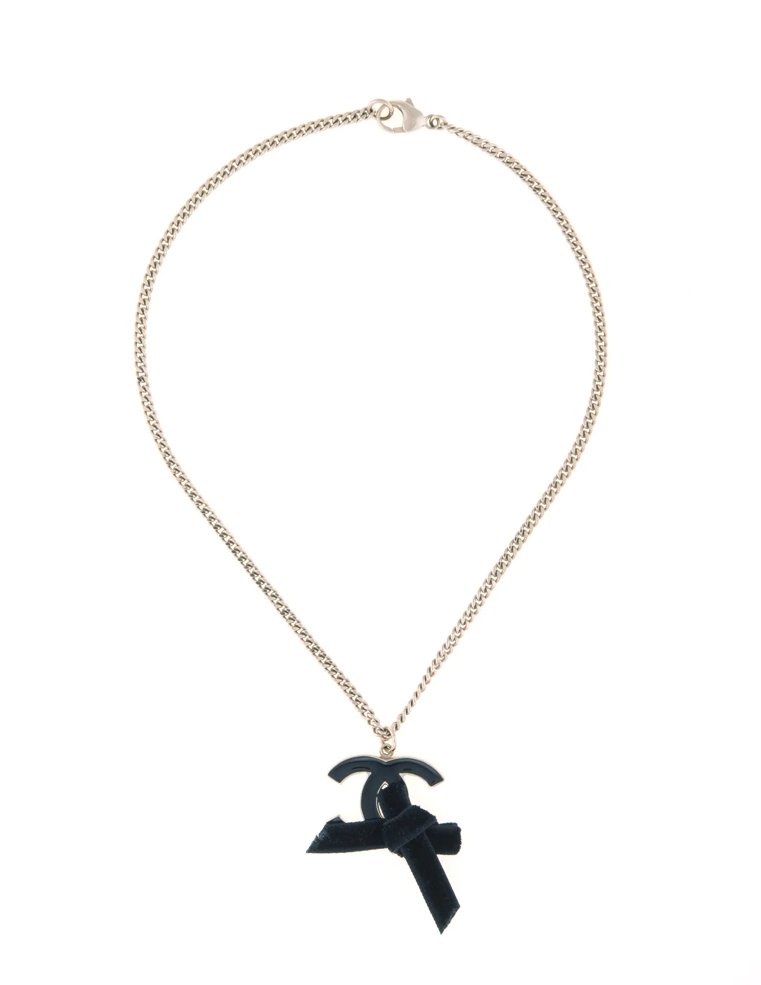 Chanel CC Logo Necklace Black Velvet Bow Circa 2007 Cruise Collection