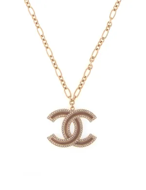 Chanel Double C Logo Crystal Necklace 24" Chain Circa 2015
