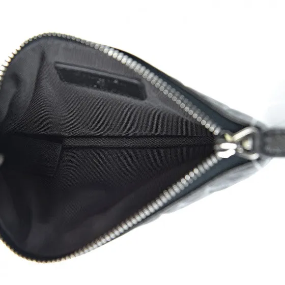 Chanel Goatskin Camellia Embossed Cosmetic Pouch Anthracite