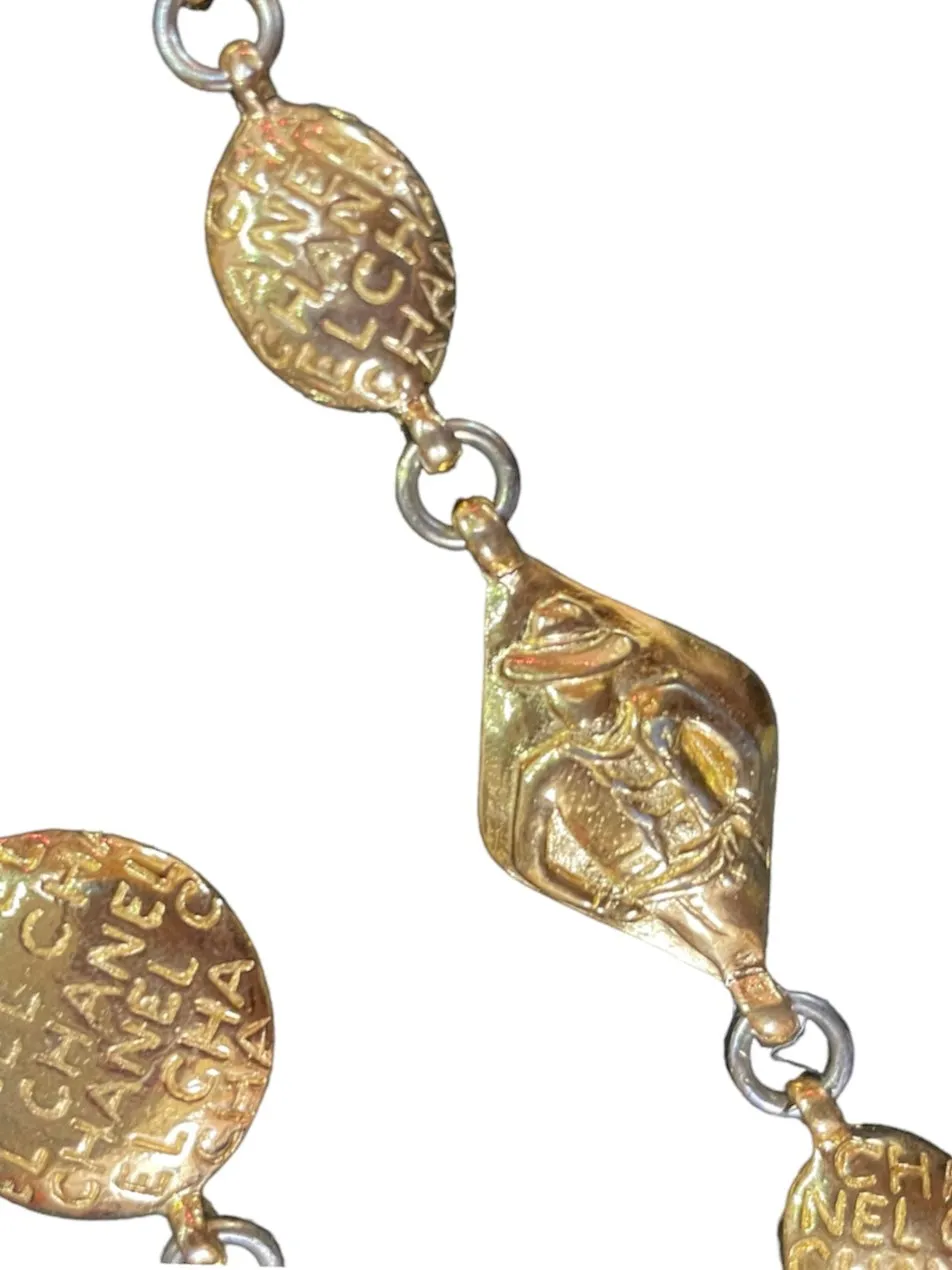 Chanel Gold Tone Logo Demi Parure with Coco Chanel Portrait