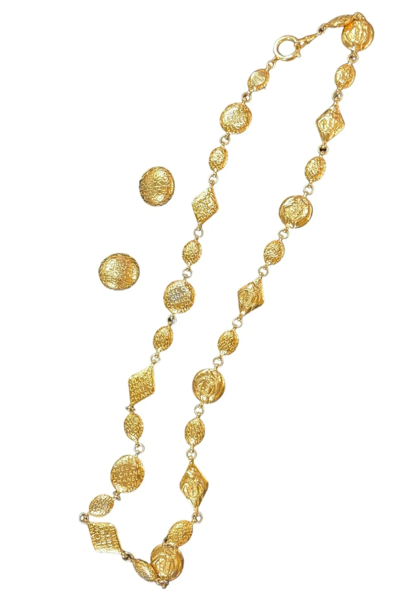 Chanel Gold Tone Logo Demi Parure with Coco Chanel Portrait