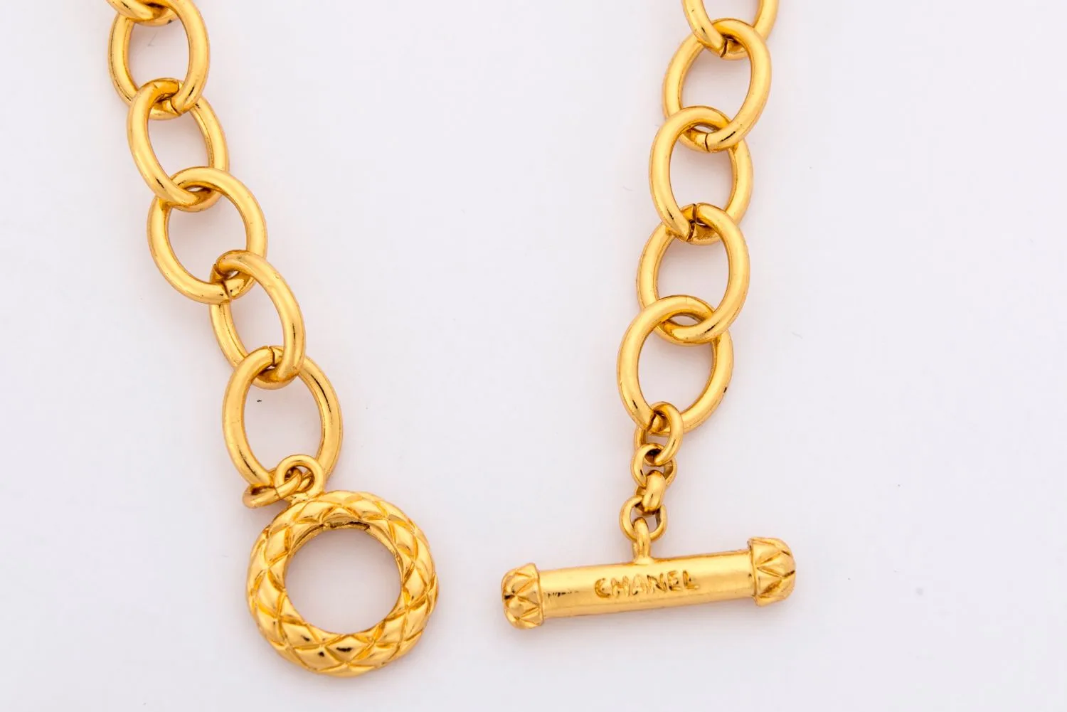 Chanel Vintage Gold Necklace Triple Ring CC Logo, no Dust Cover & Box