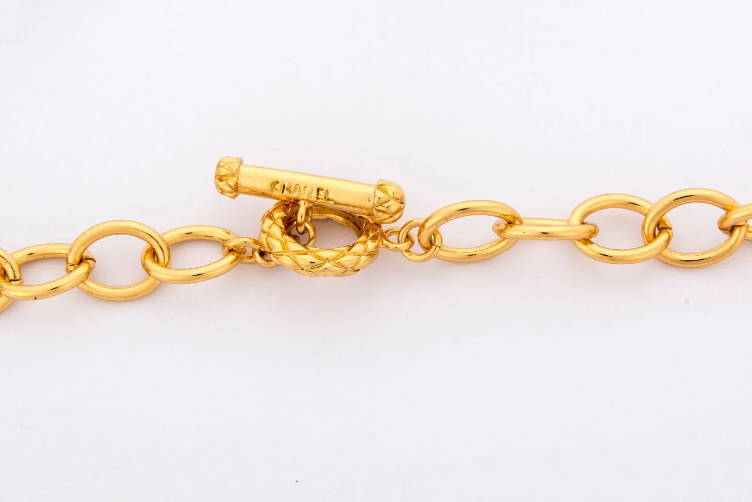 Chanel Vintage Gold Necklace Triple Ring CC Logo, no Dust Cover & Box