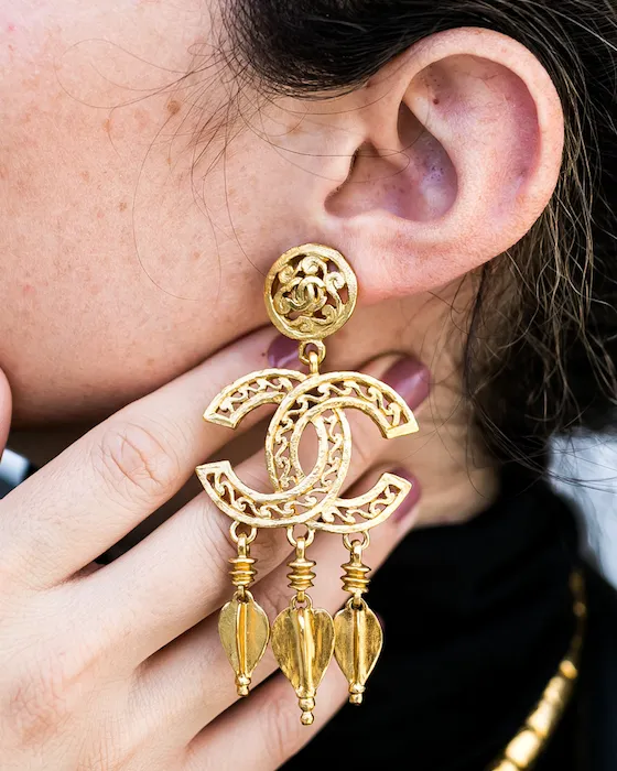 Chanel Vintage Rare Gold Dreamcatcher Earrings