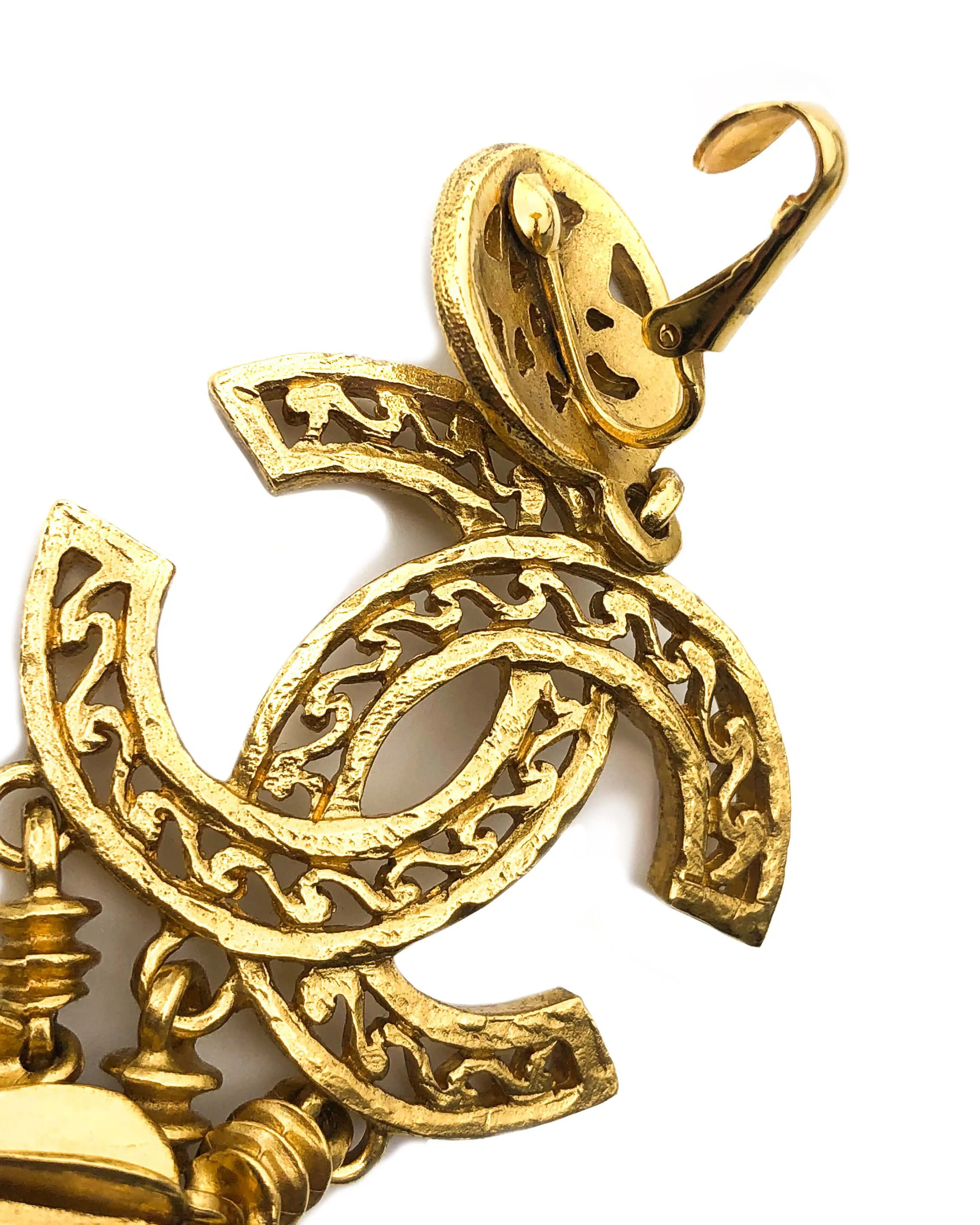 Chanel Vintage Rare Gold Dreamcatcher Earrings