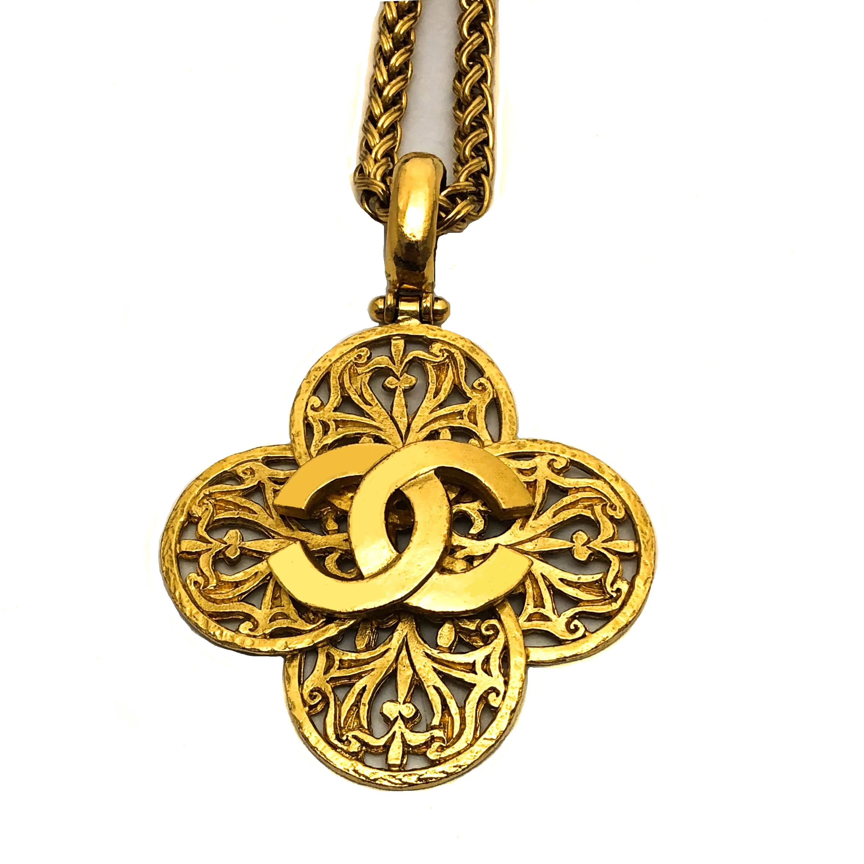 Chanel Vintage Rare Logo Cross Necklace