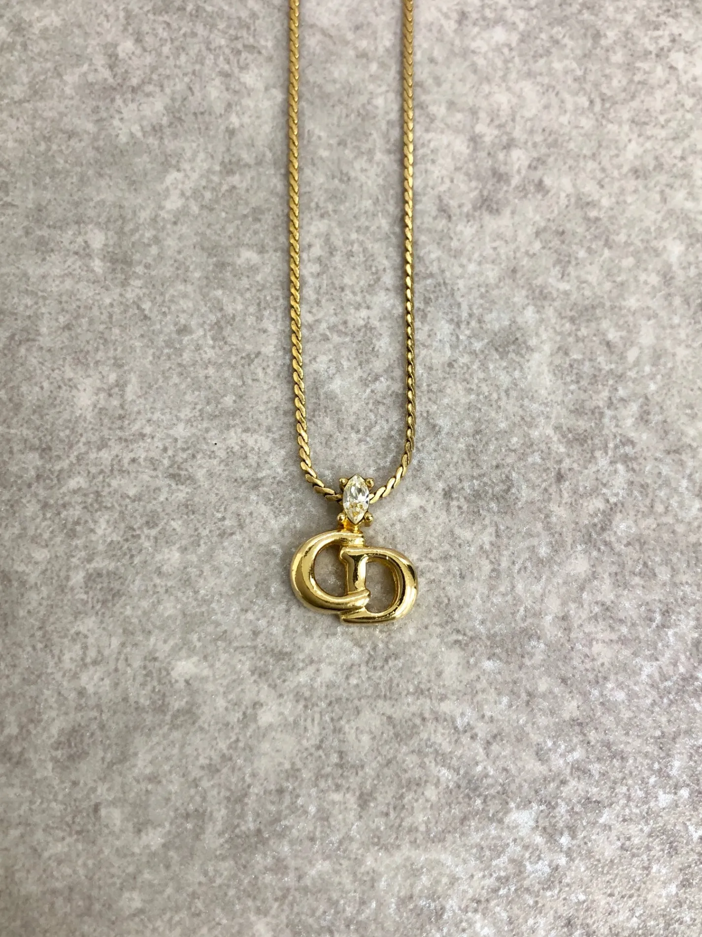 Christian Dior CD Logo Necklace Gold Vintage fjduai