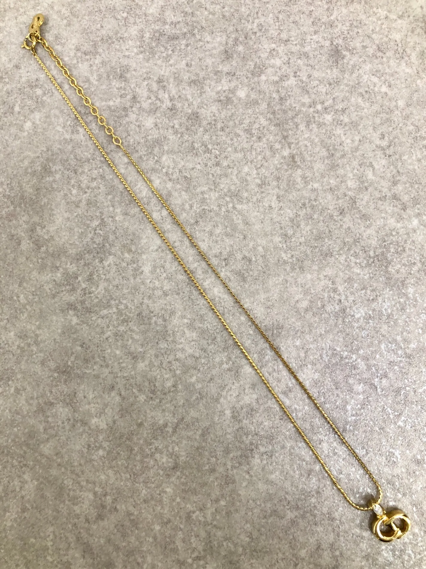 Christian Dior CD Logo Necklace Gold Vintage fjduai