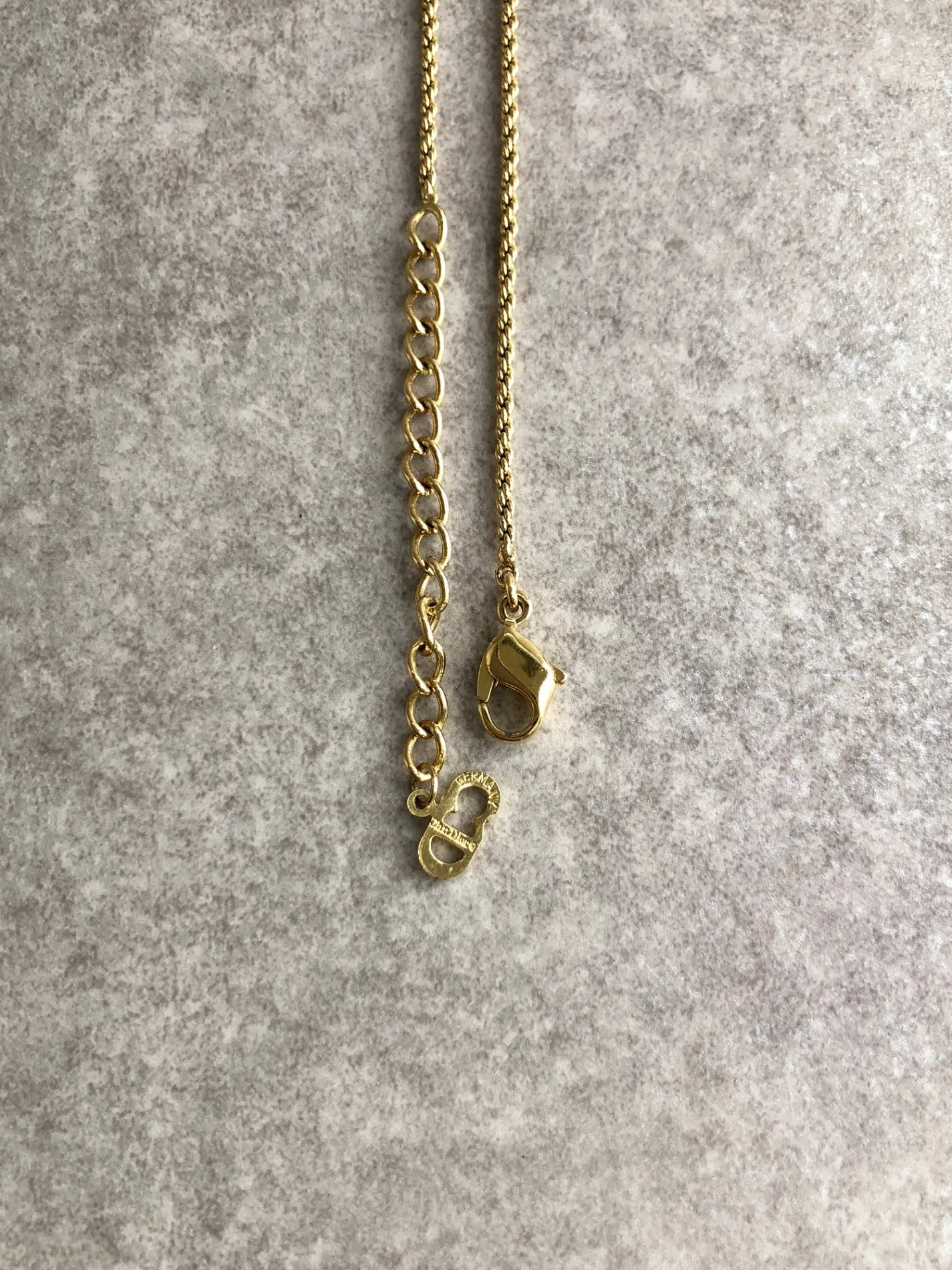 Christian Dior CD Logo Rhinestone Necklace Gold Vintage gfuupy