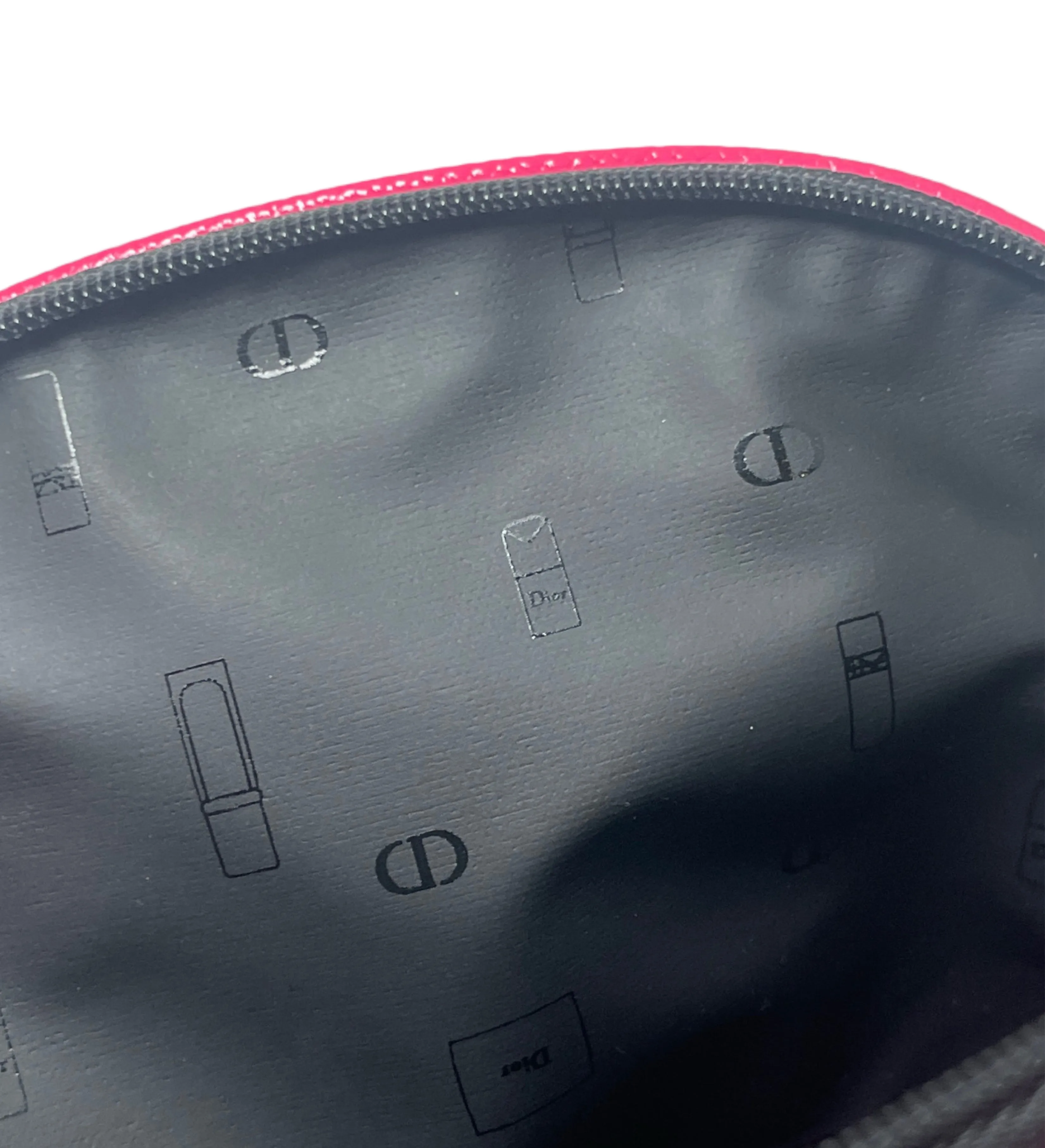 Christian Dior Fuchsia Makeup Bag with CD Zip-pull