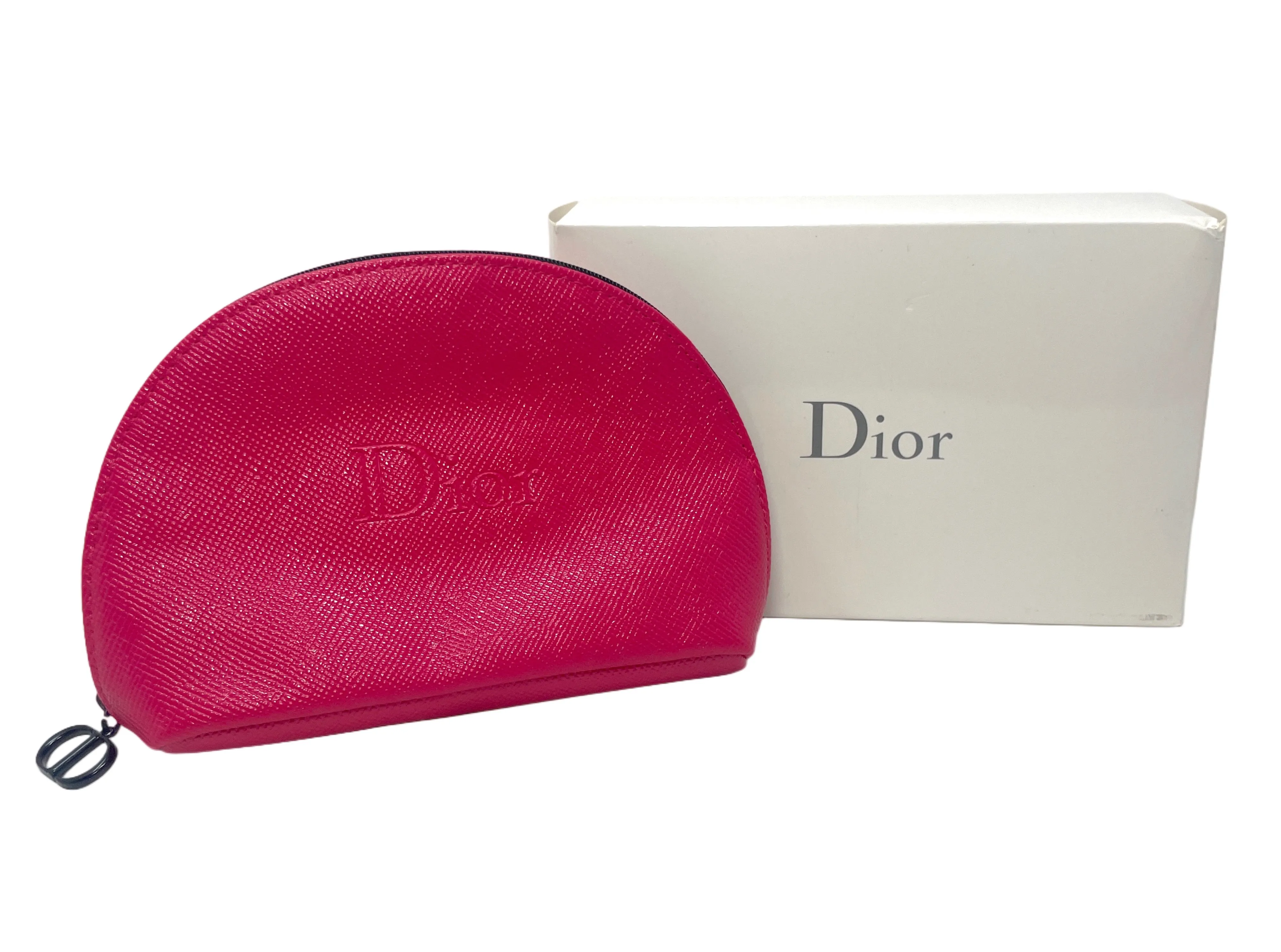 Christian Dior Fuchsia Makeup Bag with CD Zip-pull