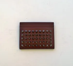 Christian Louboutin Burgundy Kios Card Holder Dark Grey studs