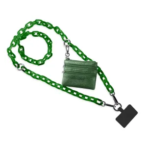 Clip & Go Phone Ice Black Link Chain w/Zipper Pouch Black