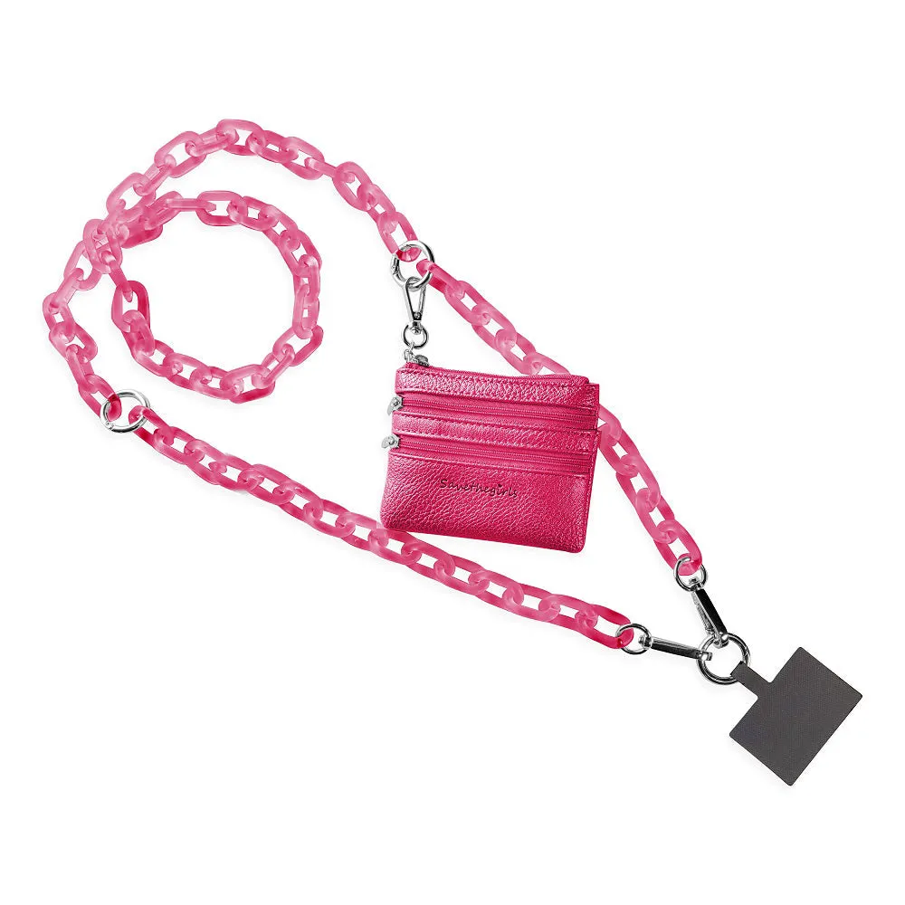 Clip & Go Phone Ice Black Link Chain w/Zipper Pouch Black
