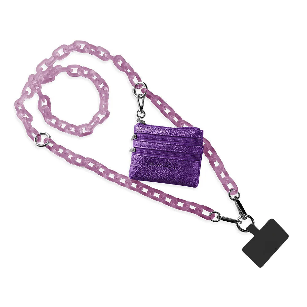 Clip & Go Phone Ice Black Link Chain w/Zipper Pouch Black