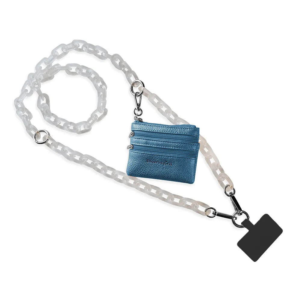 Clip & Go Phone Ice Black Link Chain w/Zipper Pouch Black