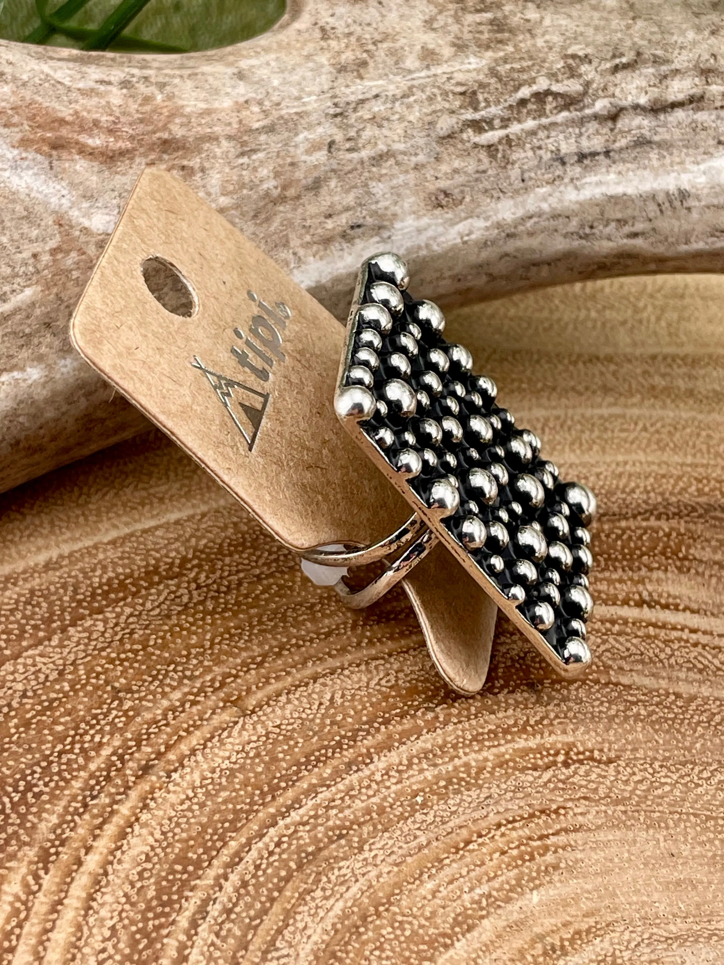Colette Varied Stud Large Rectangle Fashion Cuff Ring