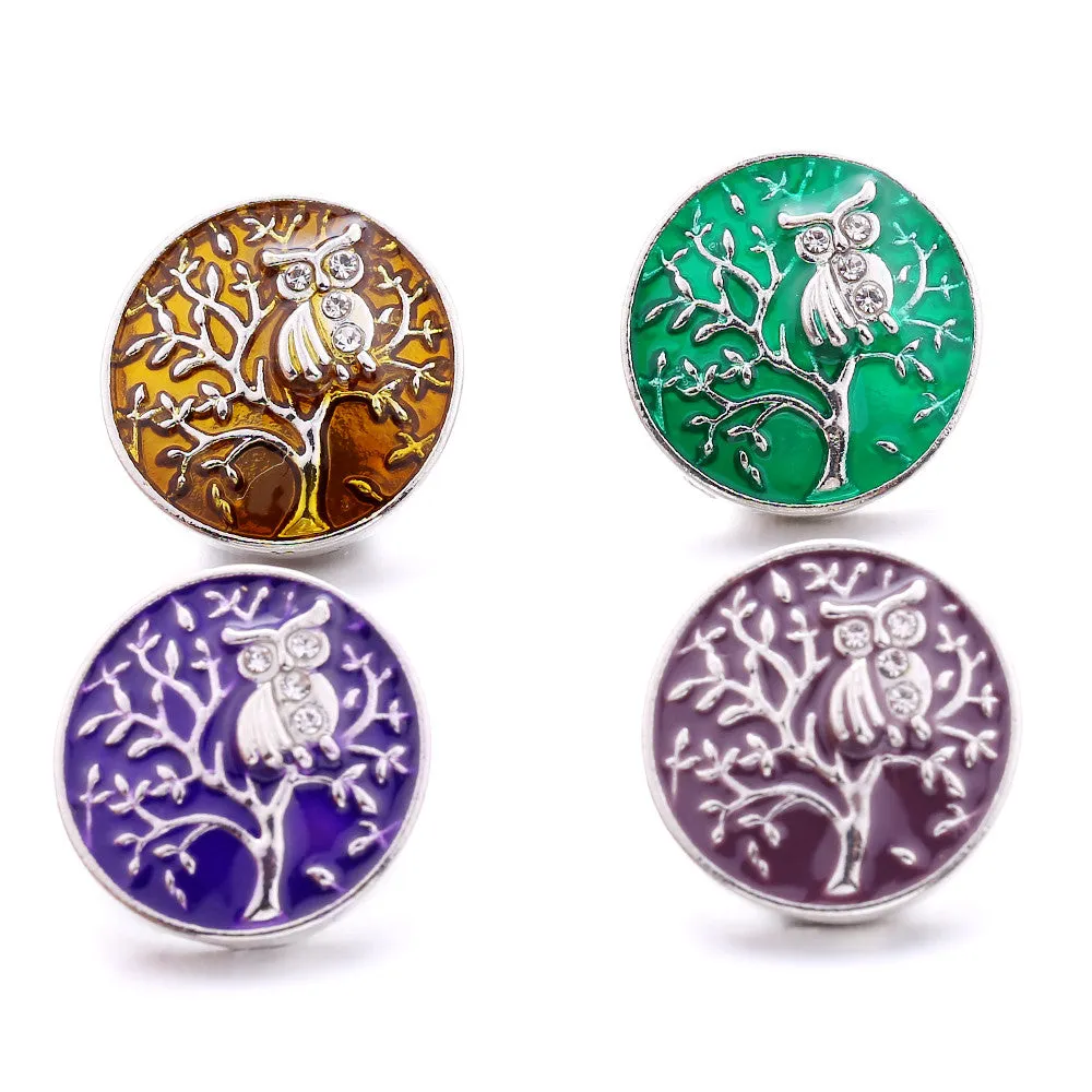 Colored Owl in Tree Jewelry Snap