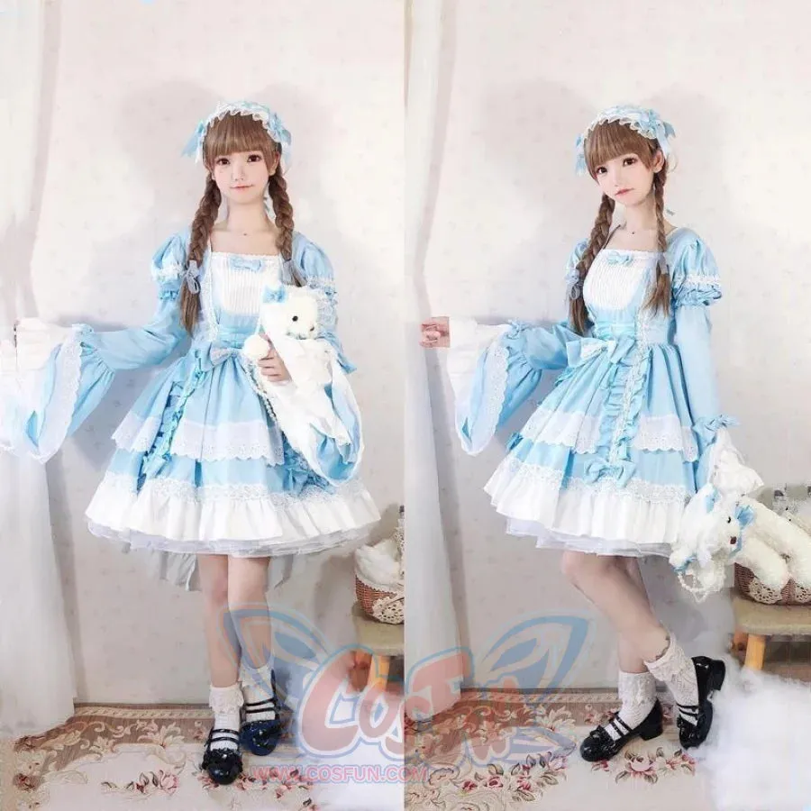 Court Maid Lace Trim Bow Princess Lolita Kawaii Dress mp006100