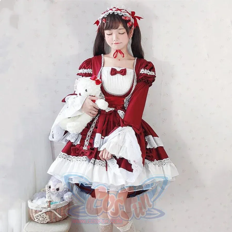 Court Maid Lace Trim Bow Princess Lolita Kawaii Dress mp006100