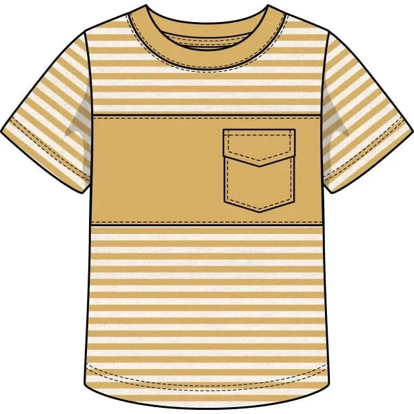 CR Sports Yellow Stripe Color Block Pocket Tee