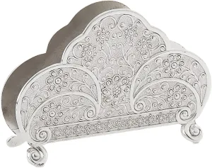 (D) Judaica Silver Plated Napkin Holder, Vintage Old Fashion Design 5.25L x 3.5H