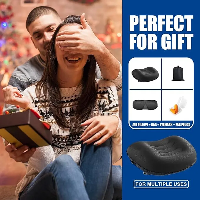 DAWNTREES 2 Pack Inflatable Pillow for Camping,Portable Compressible Ultra-light Travel Inflatable Pillow for Sleeping,Support The Neck and Lumbar,Backpacking Essentials (Black)