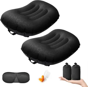 DAWNTREES 2 Pack Inflatable Pillow for Camping,Portable Compressible Ultra-light Travel Inflatable Pillow for Sleeping,Support The Neck and Lumbar,Backpacking Essentials (Black)