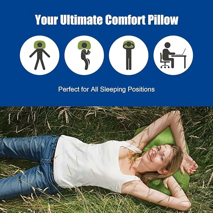 DAWNTREES 2 Pack Inflatable Pillow for Camping,Portable Compressible Ultra-Light Travel Inflatable Pillow for Sleeping,Support The Neck and Lumbar,Backpacking Essentials (Green)