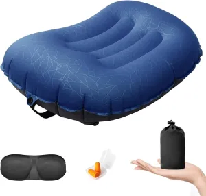 DAWNTREES Inflatable Pillow for Camping,Portable Compressible Ultra-light Travel Inflatable Pillow for Sleeping,Support The Neck and Lumbar,Backpacking Essentials (Blue)